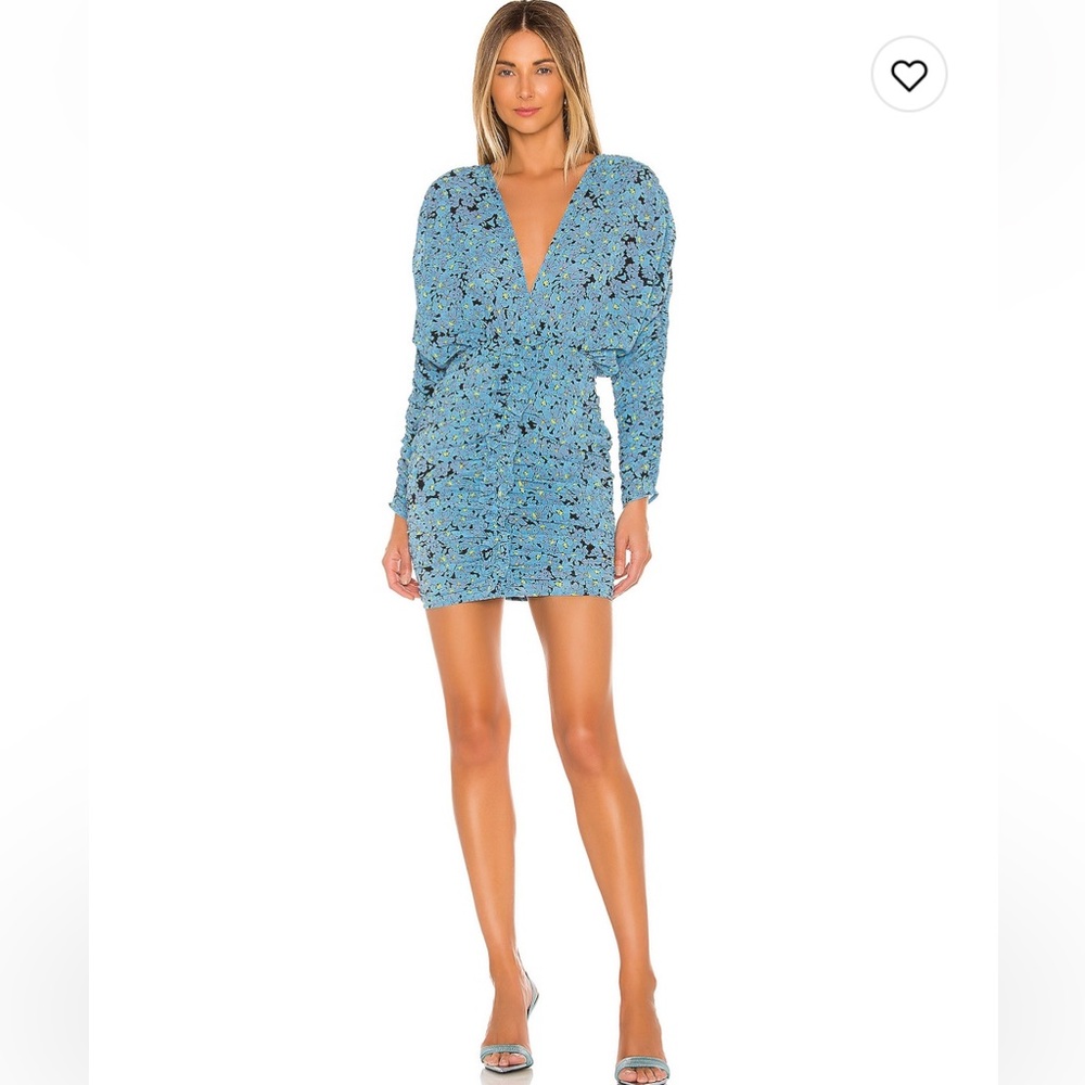 L'Academie Nicoletta Mini Dress in Blue Floral